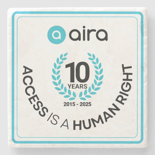 Aira 10-årsjubileum Marmorko Stenunderlägg (Framsidan)
