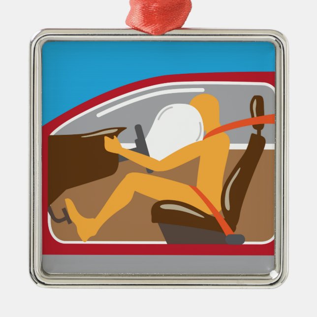 Airbagsäkerhetsbältearbeten Julgransprydnad Metall (Framsidan)