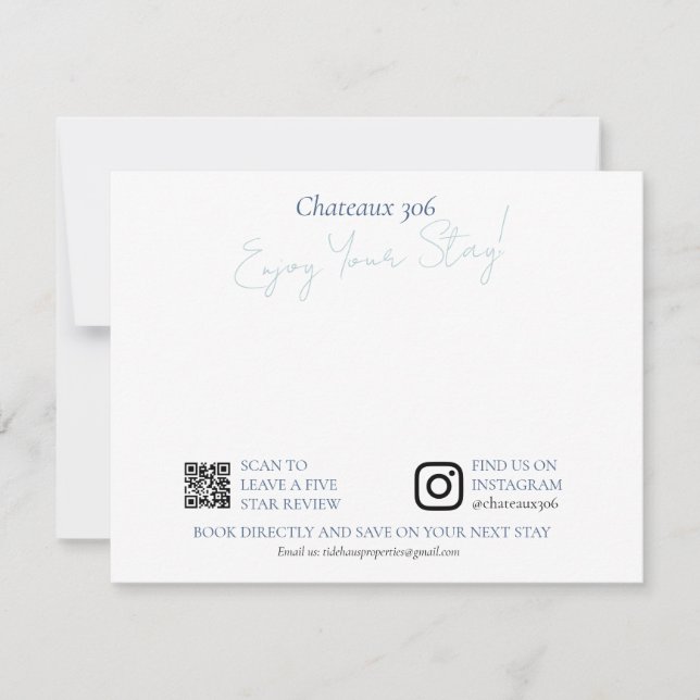 Airbnb and Rental Property Custom Welcome Note Anteckningskort (Framsida)