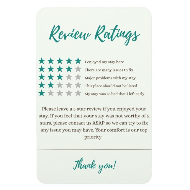 Airbnb Ratings 5 Star Fridge Magnetic Guest Magnet (Vertikal)