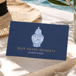 Airbnb Värd Coastal Ginger Jar Branding Blå Visitkort