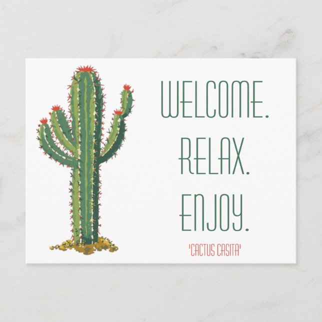 Airbnb Welcome Basket Card Personalized Cactus Inbjudan Vykort (Framsida)