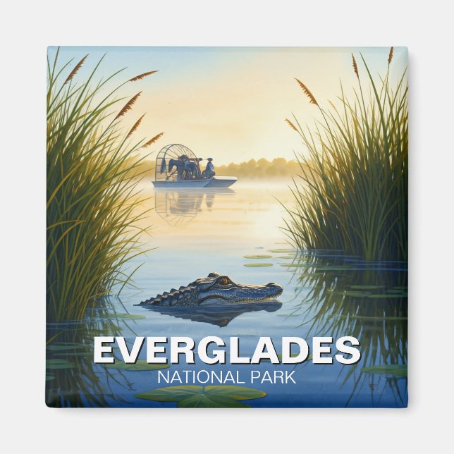 Airboat Alligator Everglades nationalpark Florida Magnet (Framsidan)