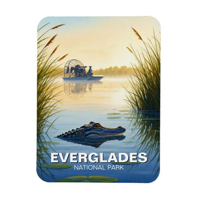 Airboat Alligator Everglades nationalpark Florida Magnet (Vertikal)