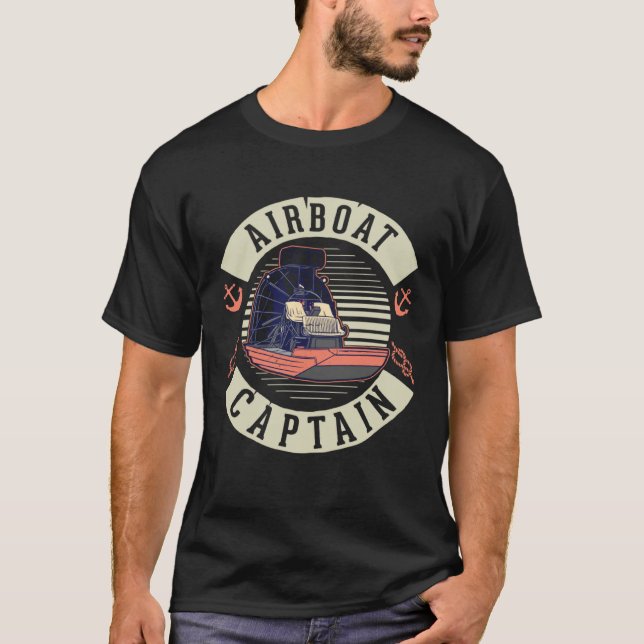 Airboat Captain Swamp Boat T Shirt (Framsida)