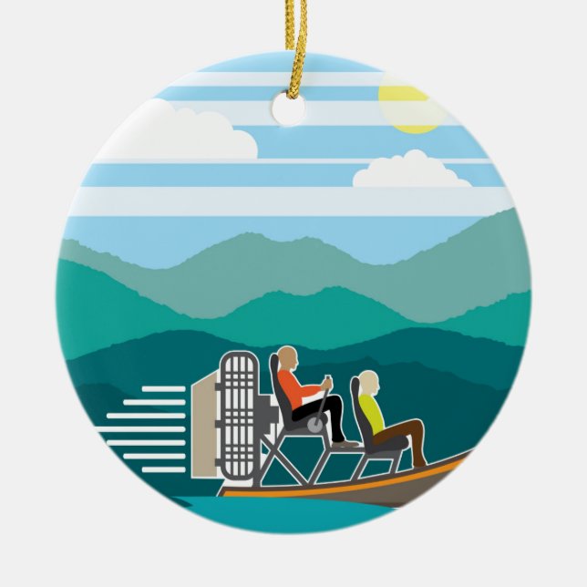 AirBoat för träskfartygritt Julgransprydnad Keramik (Framsidan)