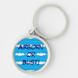 Airborn eller Bust Keychain Rund Silverfärgad Nyckelring