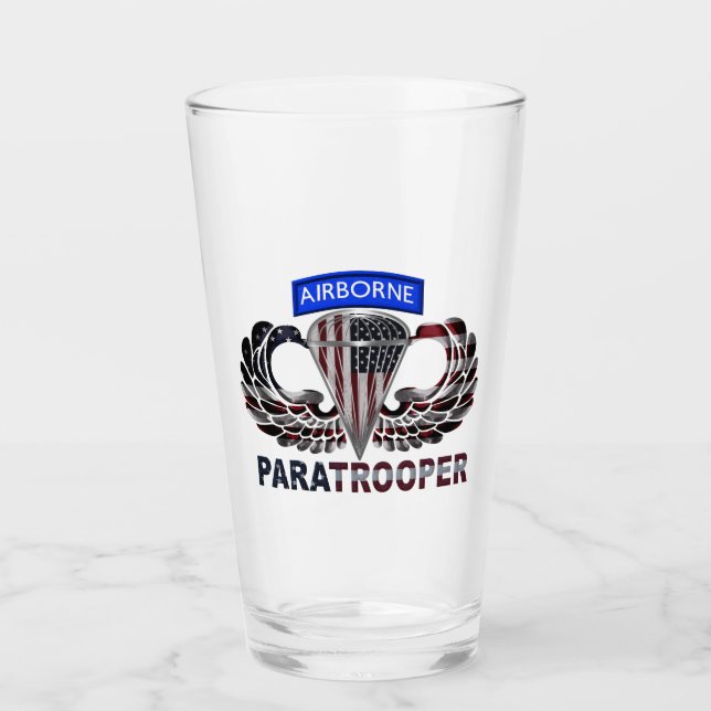 Airborne Jump Vingar med American Flagga Glaskopp (Framsida)