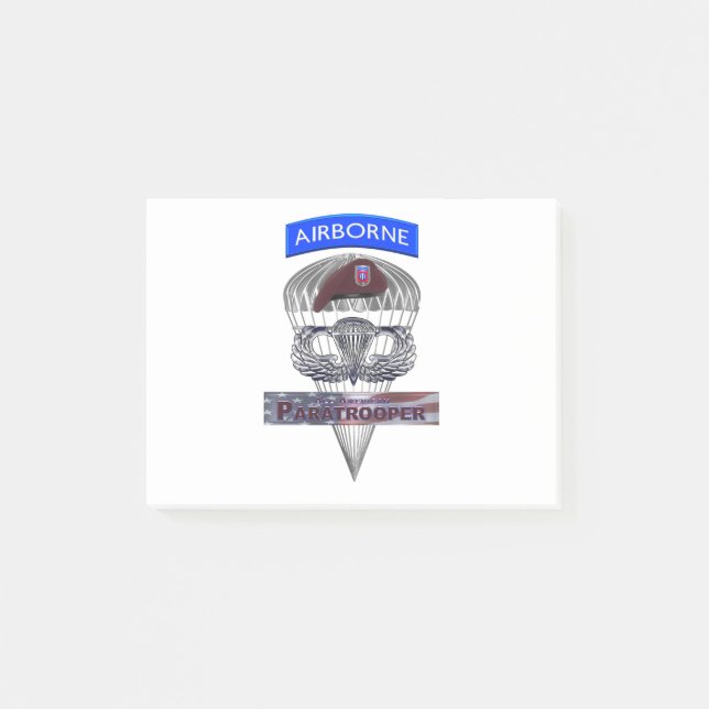 Airborne Tab Steel Paratrooper Jump Vingar Post-it Block (Framsida)