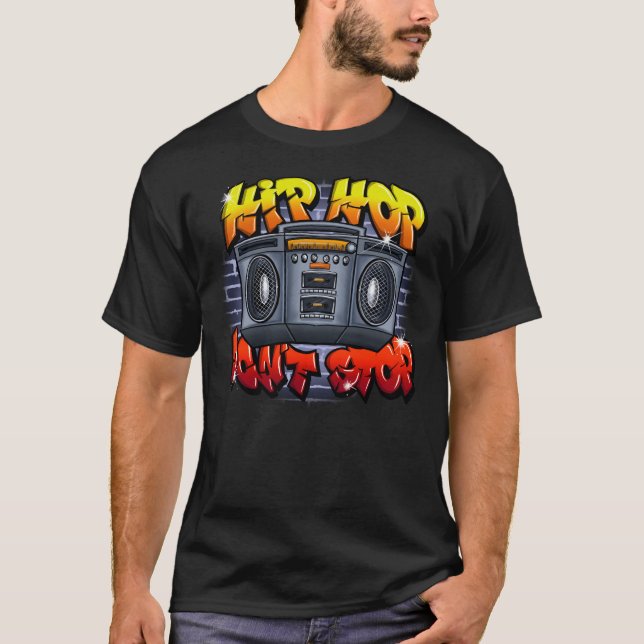 Airbrush 80's hip hop design T-Shirt (Framsida)