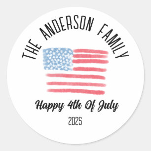 Airbrush American Flagga Family Namn Runt Klistermärke