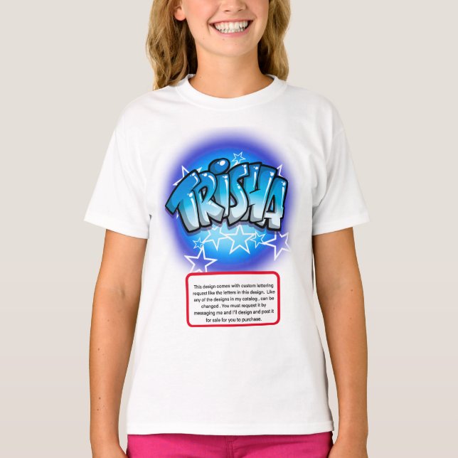 Airbrush anpassningsbar letter namn stars T-Shirt (Framsida)