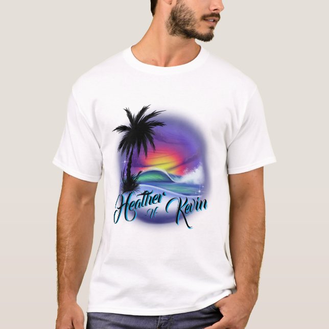 Airbrush Beach Scene T-Shirt (Framsida)