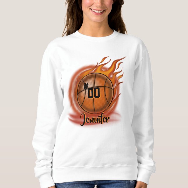 Airbrush Flaming basketball personlig T-Shirt (Framsida)