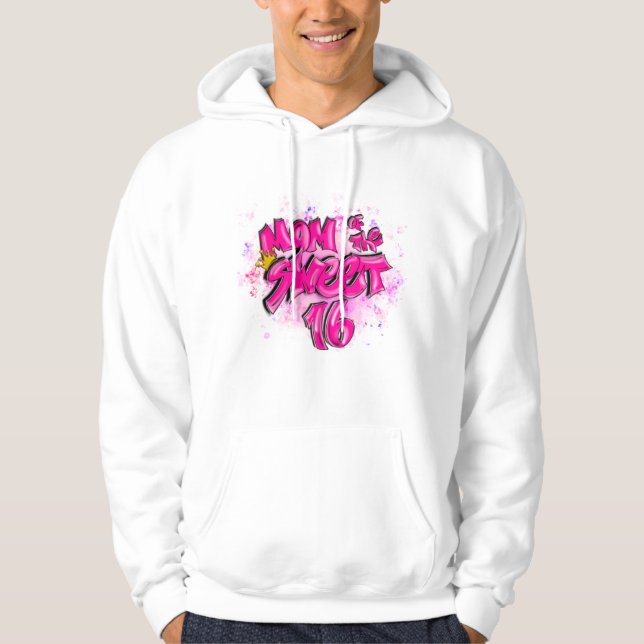 Airbrush & Graffiti Mamma av de söta 16 Hoodie (Framsida)