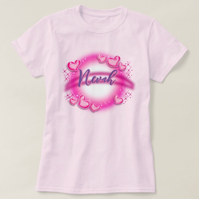 Airbrush namn anpassad - rosa T-Shirt (Design framsida)