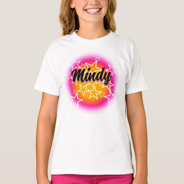 Airbrush personlig namn stars T-Shirt (Framsida)