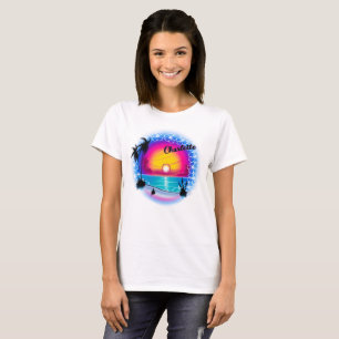 Airbrush personlig strand scen 4 T-Shirt