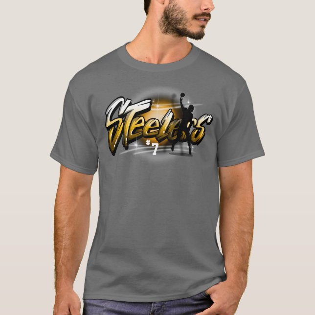 Airbrush Steelers Football Shirt T Shirt (Framsida)