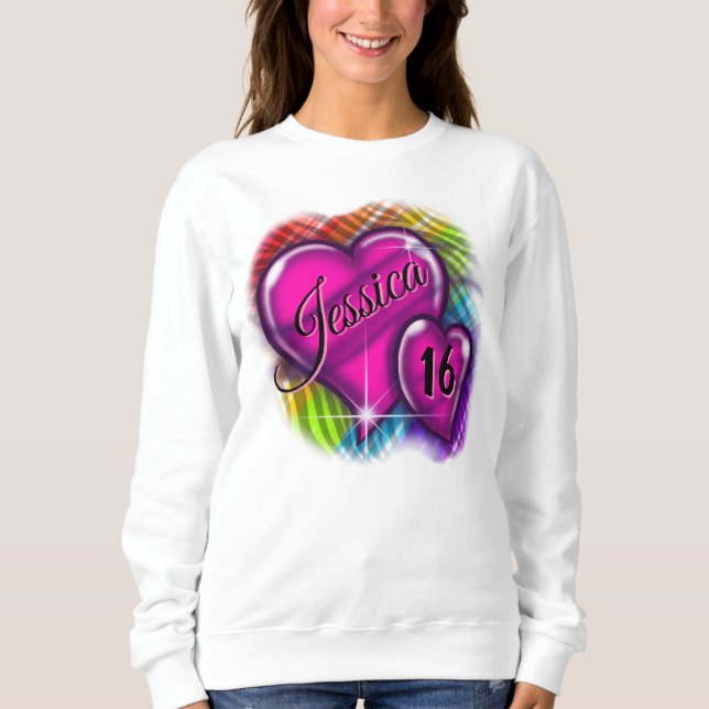 Airbrush Sweet 16 personligs T-Shirt (Framsida)