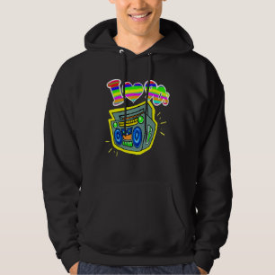 Airbrushed 90's Boom Box Hip hop Rainbow Vintage R Hoodie
