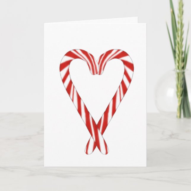 Airbrushed Candy Cane Heart Christmas Card  Kort (Framsida)
