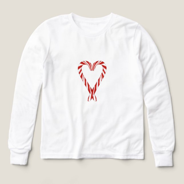 Airbrushed Candy Cane Heart Kids Long Sleeve Tee (Design framsida)