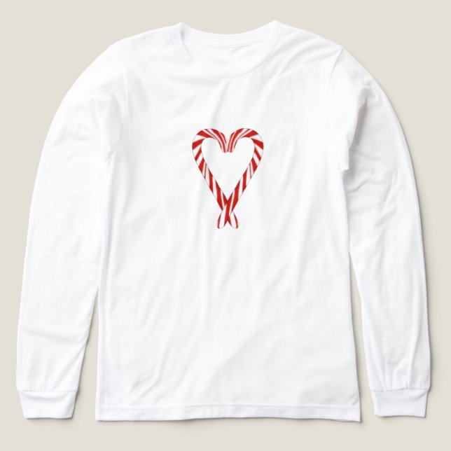 Airbrushed Candy Cane Heart Long Sleeve Tee (Design framsida)