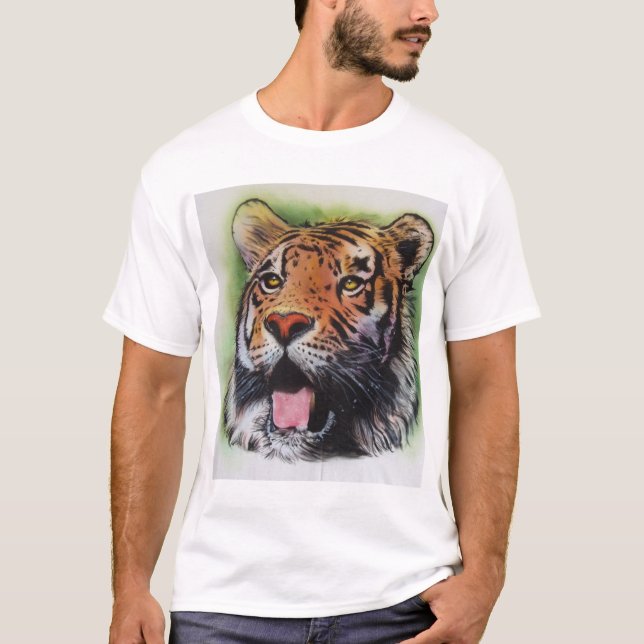 Airbrushed tigerskjorta tee shirt (Framsida)