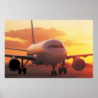 Airbus A320 - Baksida på solnedgång Poster