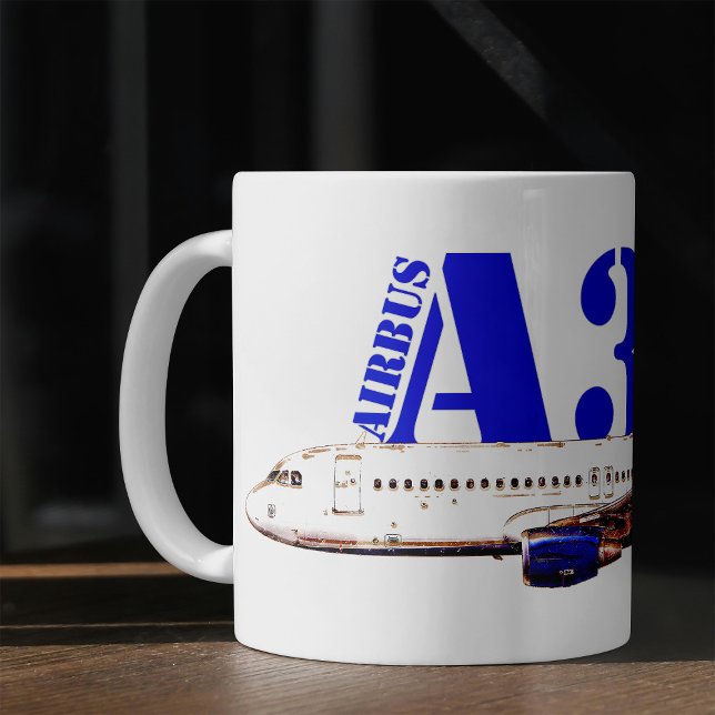 Airbus a320 Flygplan Akvarell teckning Kaffemugg (Airbus a320 Airplane Watercolor drawing. Coffee Mug)