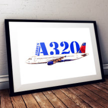 Airbus a320 flygplan akvarell teckning
