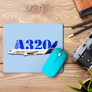 Airbus A320 flygplan Akvarell teckning Profil Musmatta