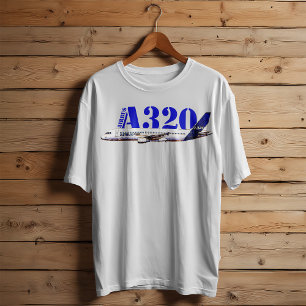 Airbus A320 Flygplan Akvarell teckning Profil T Shirt