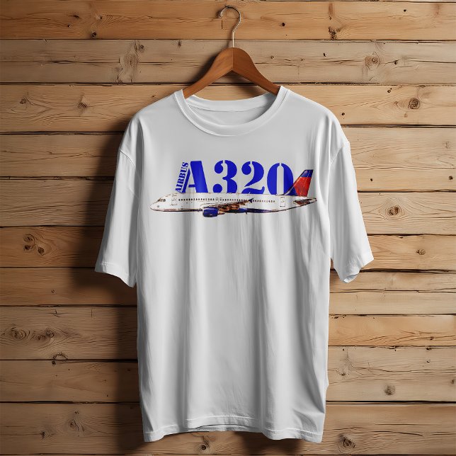 Airbus a320 Flygplan Akvarell teckning T Shirt (Airbus a320 Airplane Watercolor drawing. Men Basic White T-Shirt )