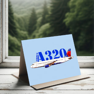 Airbus a320 Flygplan Akvarell teckning Tack Kort