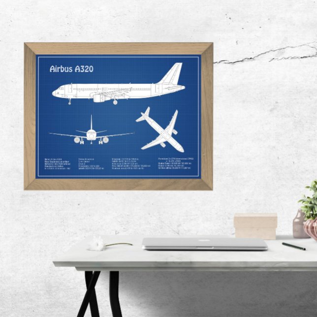 Airbus A320 - Flygplan Blueprint Teckning Plans AB Fototryck (Skapare uppladdad)