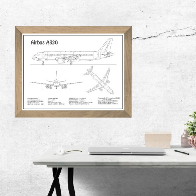 Airbus A320 - Flygplan Blueprint Teckning Plans BD Fototryck (Skapare uppladdad)