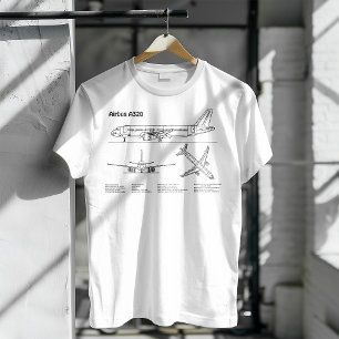 Airbus A320 - Flygplan Blueprint Teckning Plans BD T Shirt