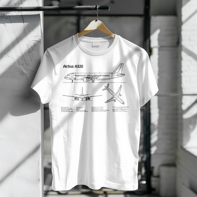 Airbus A320 - Flygplan Blueprint Teckning Plans BD T Shirt (Skapare uppladdad)