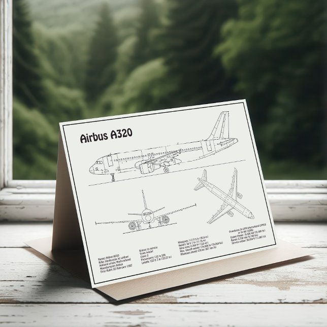 Airbus A320 - Flygplan Blueprint Teckning Plans BD Tack Kort (Skapare uppladdad)