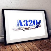 Airbus A320 Flygplan Vattenfärg ritning Profil