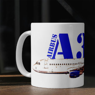 Airbus a320 Flygplan Watercolor teckning Kaffemugg