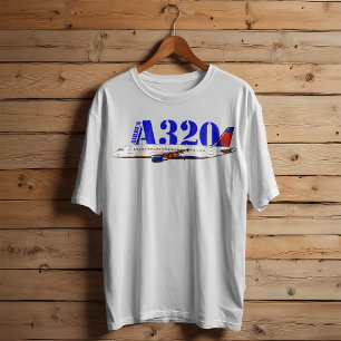 Airbus a320 Flygplan Watercolor teckning T Shirt
