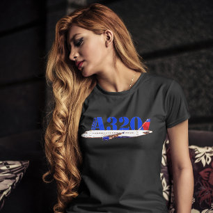Airbus a320 Flygplan Watercolor teckning T Shirt