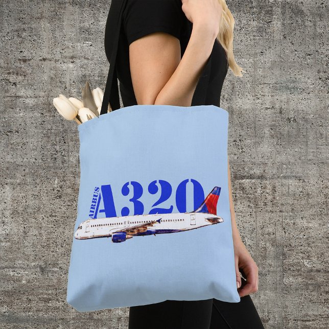 Airbus a320 Flygplan Watercolor teckning Tygkasse (Airbus a320 Airplane Watercolor drawing. Tote Bag)