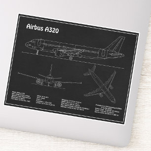 Airbus A320 - Flygplansritning Ritningar PD Klistermärken