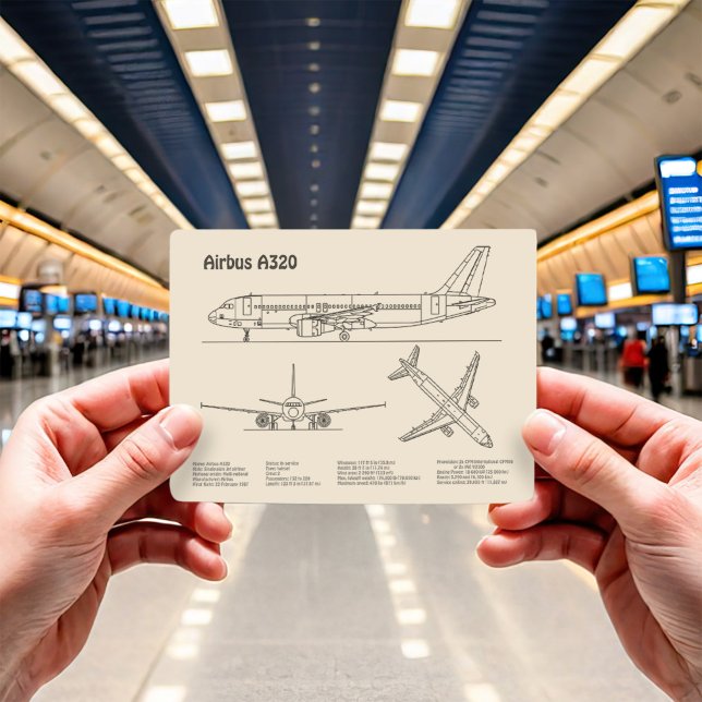 Airbus A320 - Flygplansritning Ritningar Planer SD Vykort (Airbus A320 - Airplane Blueprint Drawing Plans SD. Postcard)