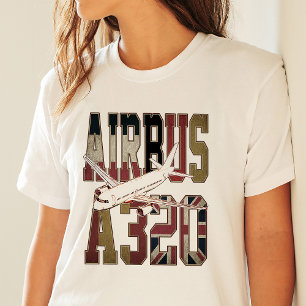 Airbus a320 Jetliner. Vintage europeiska flaggor T Shirt