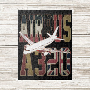 Airbus a320 Jetliner. Vintage Flaggor Pussel
